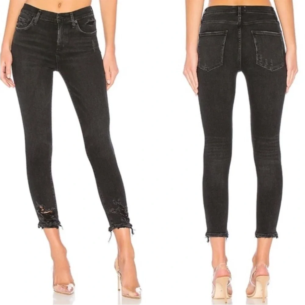 Agolde Sophie High Rise Skinny Crop Jeans Temple Black Size 27